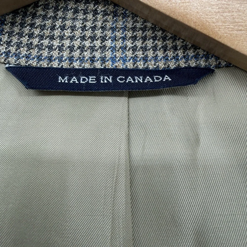 Ralph Lauren 48L Sport Coat 51 Chest Silk Wool Glen Check Windowpane Made Canada